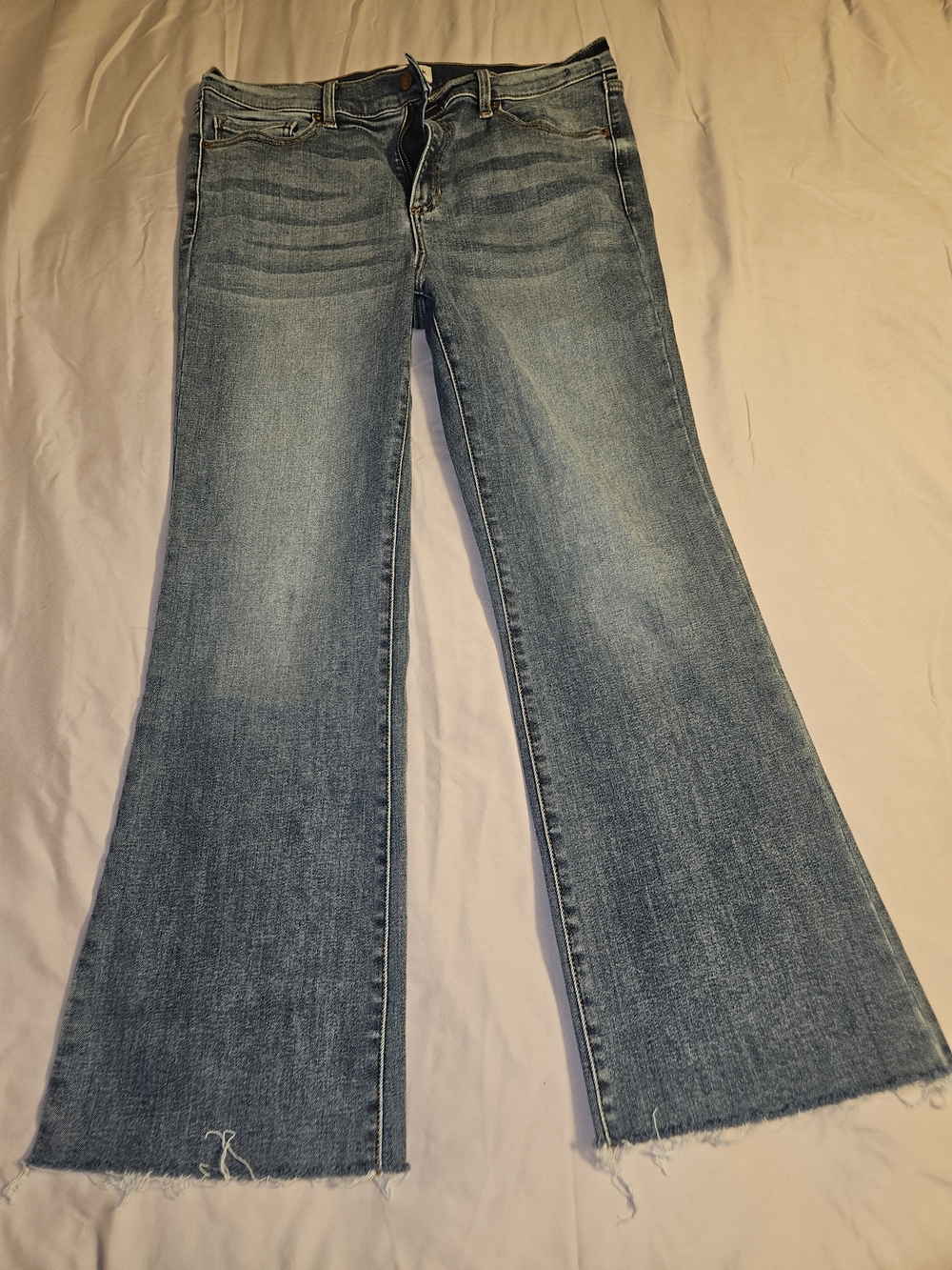 Sneak Peek Light Blue Flare Jeans with Raw Hem Sz15/31W